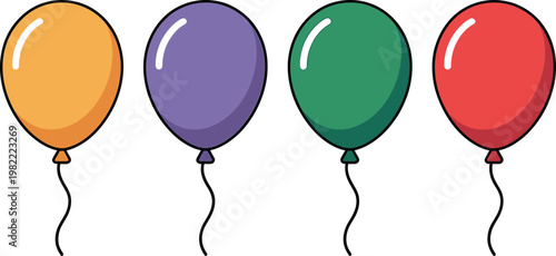 Set of colorful balloons vector illustration on transparent background for party and birthday celebration event vector design.