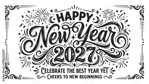 New Year's Celebration Design: Celebrate the upcoming year with an elegant design featuring celebratory elements and festive typography.
