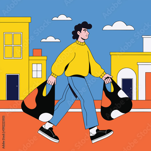 illustration of a worker in a factory
