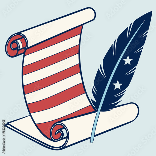 Declaration of Independence concept in flat design, symbolizing American history and freedom.