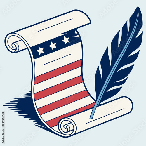 Historical document concept with Declaration of Independence in flat style vector illustration.