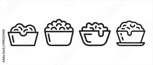 Bowls of popcorn  Icons. in a linear vector illustration, flat design style.