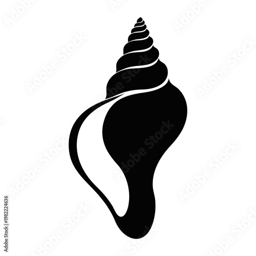 black conch shell vector art illustration