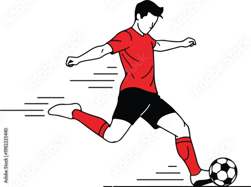 A soccer player skillfully kicking a ball during a game vector illustration