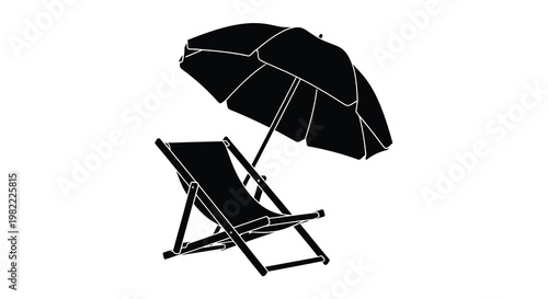 Beach chair and umbrella rest a relaxing summer day silhouette