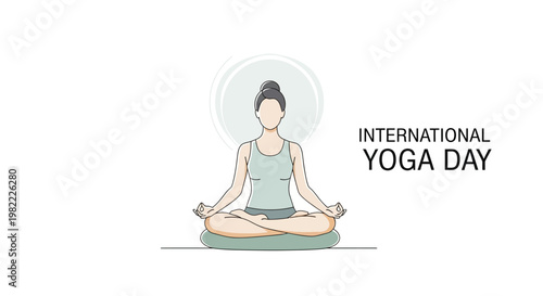 Woman meditating in lotus pose for International Yoga Day.