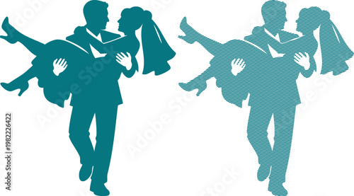 Teal silhouette couples dancing dance woman