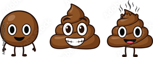 Funny Poop Emoji Character Set with Smiling, Grinning, and Steaming Designs for Kids and Digital Communication
