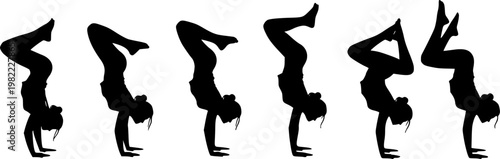 Yoga Crow Pose Balance Silhouette, Advanced Yoga Arm Balance Exercise, Mindfulness and Physical Wellness Concept, Zen Meditation and Flexibility Vector