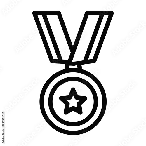 Gold Medal Icon with Star Symbol for Achievement and Sports Competition Victory Award Signage