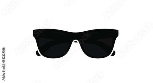 A pair of black sunglasses with dark lenses