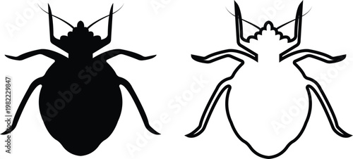 Bug insect icon set collection group, beetle pest bug, insect parasite symbol, crawling insect icons in black flat and line style vector, infestation pest control symbol graphic pack