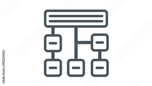 Hierarchical Organizational Chart Vector Icon Illustration, Minimalist Sitemap and Flowchart Symbol for Business Management, Corporate Structure, and Website Architecture Planning Graphic