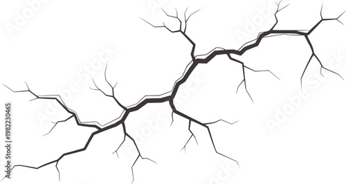 Dark grey jagged crack pattern white fracture break damage line