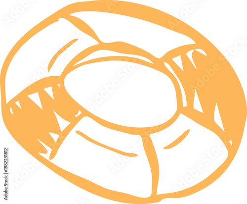 Safety lifebuoy ring in lineart design, ideal for pool safety visuals, beach campaigns, and travel ads.
