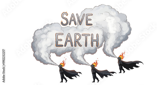 Save Earth concept with pollution and environmental damage