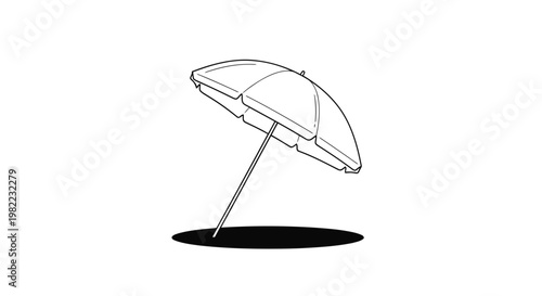 A white patio umbrella on a metal stand