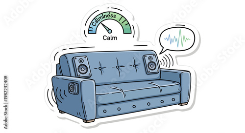 calm sofa with speakers and sound wave