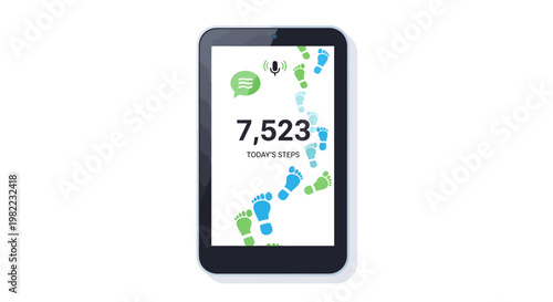 Mobile phone with fitness tracker app on screen display