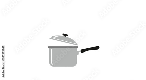 A gray pot with a lid and handle.