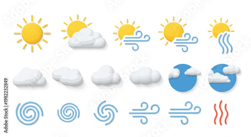 Weather icons for different conditions and forecasts