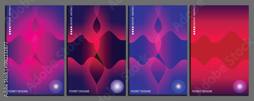 Abstract vertical waves a gradient of crimson magenta and deep blue