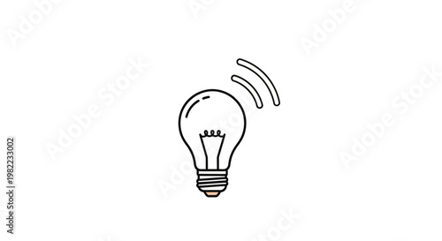 A simple line drawing of a glowing light bulb with radiating lines.