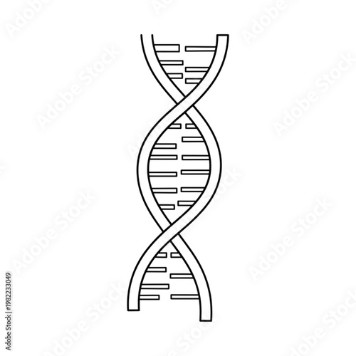 D N A double helix silhouette with white outline genetics