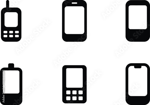 Evolution of Mobile Phones Icons Set Old to New Smartphone Designs untitled illustration