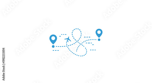 Air travel route map illustration.
