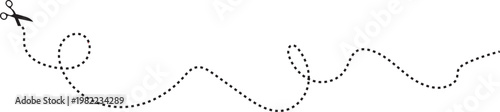 Scissors with cut line vector design. Dashed and dotted. Scissor cutting paper with black dotted line. scissor symbol vector, Paper cutting with scissor on Transparent background. vector
