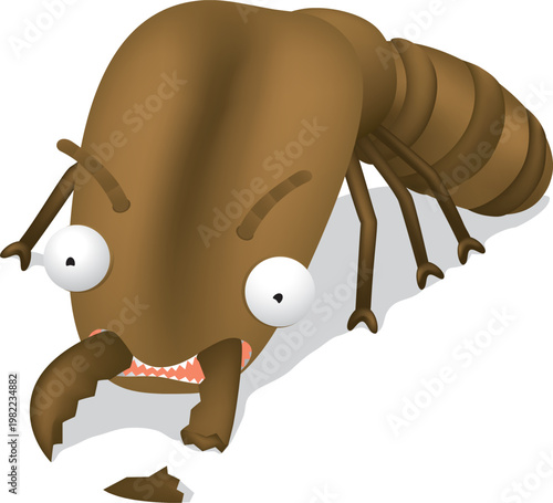 Vector of Termite cartoon character broken teeth.