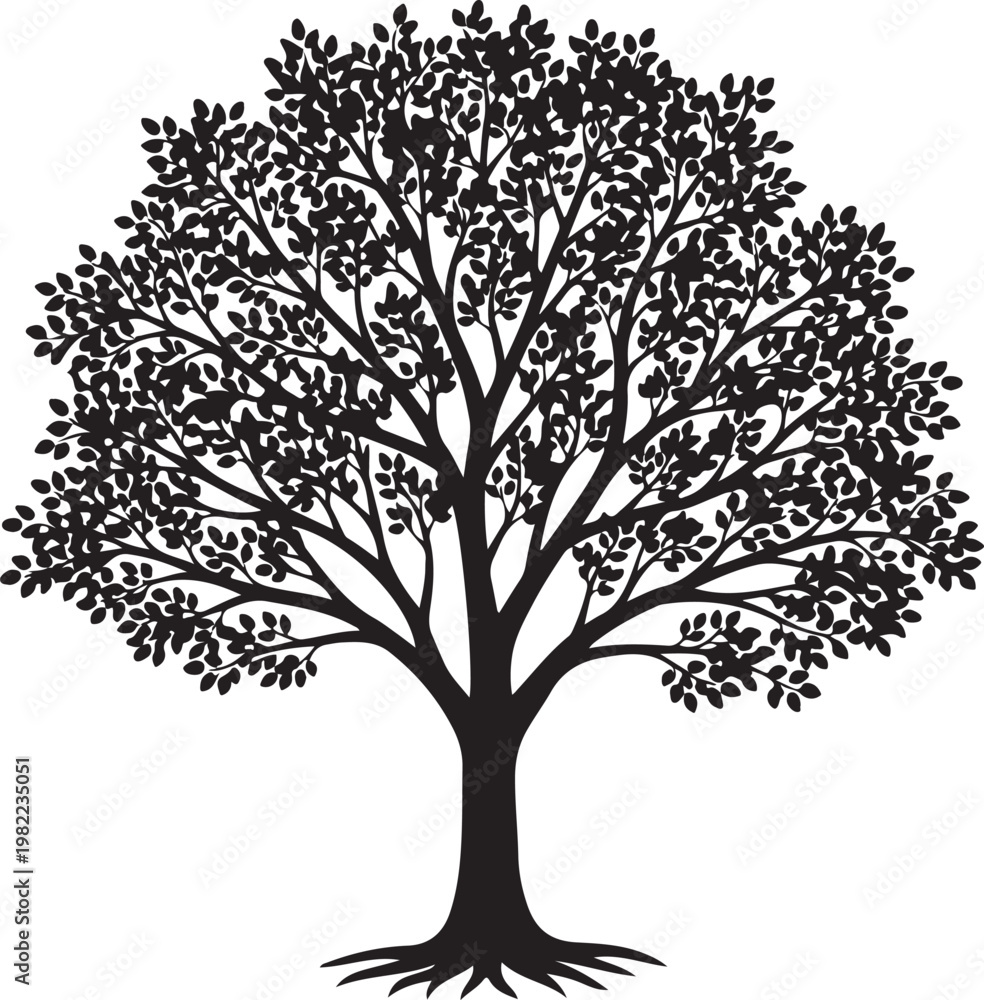 Obraz premium Black and white stylized of a blooming tree with intricate floral patterns monochrome