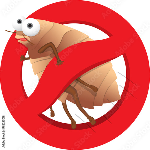 Bed bug vector. Stop bed bug sign. No bed bug. Illustration of prohibited sign