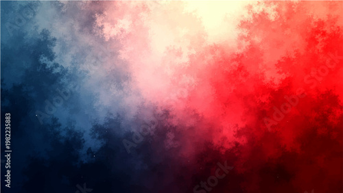 Vector An artistic, abstract representation of the French tricolor flag, using a gradient blend of blue, white, and red hues with a fractal effect, symbolizing the spirit of the French nation.