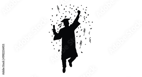 Celebrating graduation with confetti a joyful triumphant moment silhouette