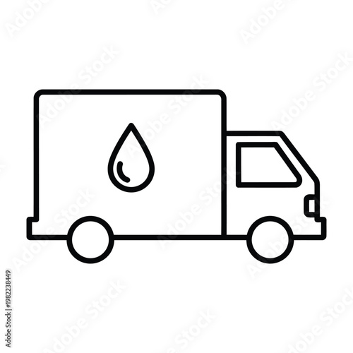 Vector illustration of a delivery truck with a water drop symbol line art delivery transport shipping logistics