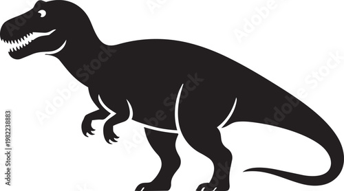 Black dinosaur, Tyrannosaurus Rex silhouette, prehistoric animal icon, monster symbol