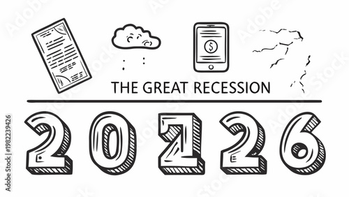 Illustration depicting the great recession and the year 2026