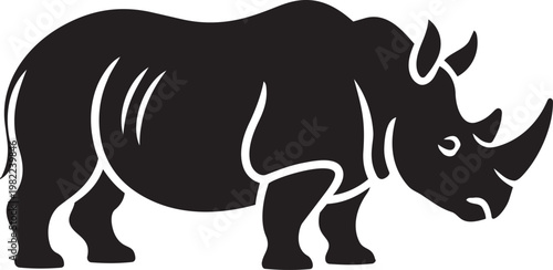 Black rhinoceros, rhino silhouette, animal icon, wildlife symbol