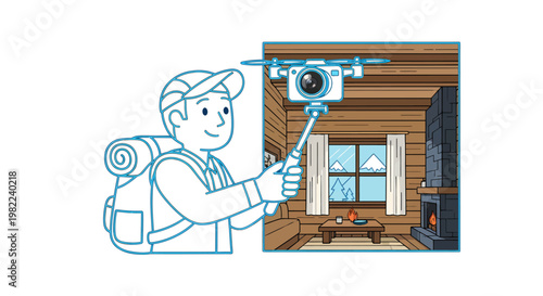 man installing security camera on house wall outdoors