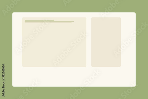 Editorial UI layout background with text blocks structured sections content rows and warm olive gradient interface vector design
