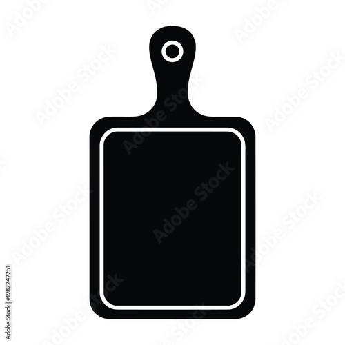 Black silhouette of a cutting board a kitchen utensil for food preparation serving board cheese board charcuterie