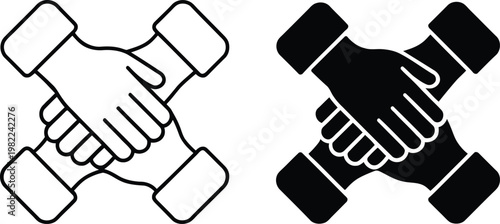 Handshake Partnership Icons Set, Business Agreement Collaboration Symbol Illustration.