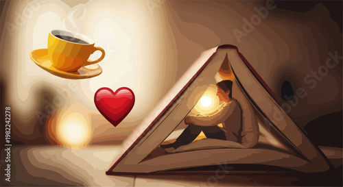 Cozy Coffee Cup Heart Lantern.