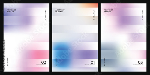 Minimalist abstract poster collection with blurred soft gradients and geometric horizontal lines for modern interior wall decor