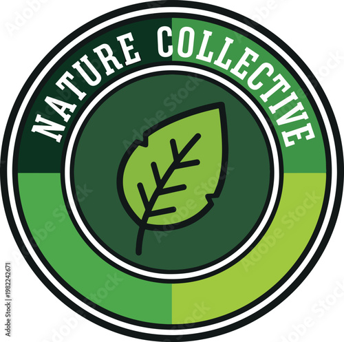 Nature Collective circular emblem with stylized green leaf logo.
