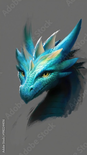 Dragon Illustration With Bright Colors and Sharp Features in a Simple Style