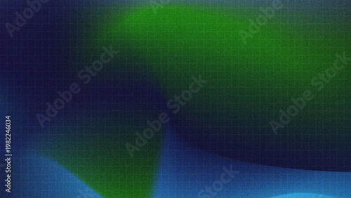 Neon Green and Blue Gradient Wave with Digital Grid Background, Abstract Glow Flow Design, Futuristic Technology Surface for UI, Data and Creative Visual Graphics Branding
