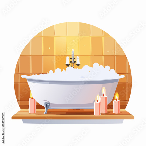 Luxusbad mit Schaumbad und Duftkerzen